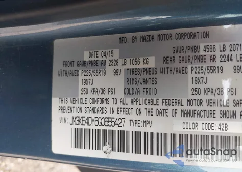 2016 Mazda Cx-5 Grand Touring z USA, uszkodzony, nr VIN JM3KE4DY6G0655427